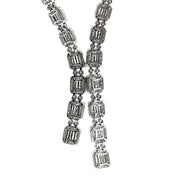 Lariat Style Necklace With Illusion Set Baguettes & Round Stones