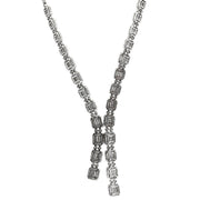 Lariat Style Necklace With Illusion Set Baguettes & Round Stones