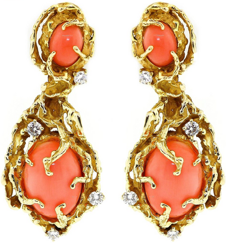 Vintage Coral Tree Style Earrings