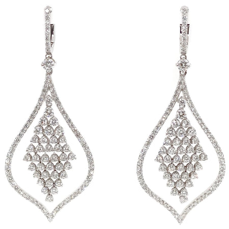 14k White Gold Chandelier Earrings with 4.75cts