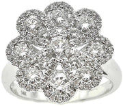 White Gold & Diamond Flower Design Cocktail Ring