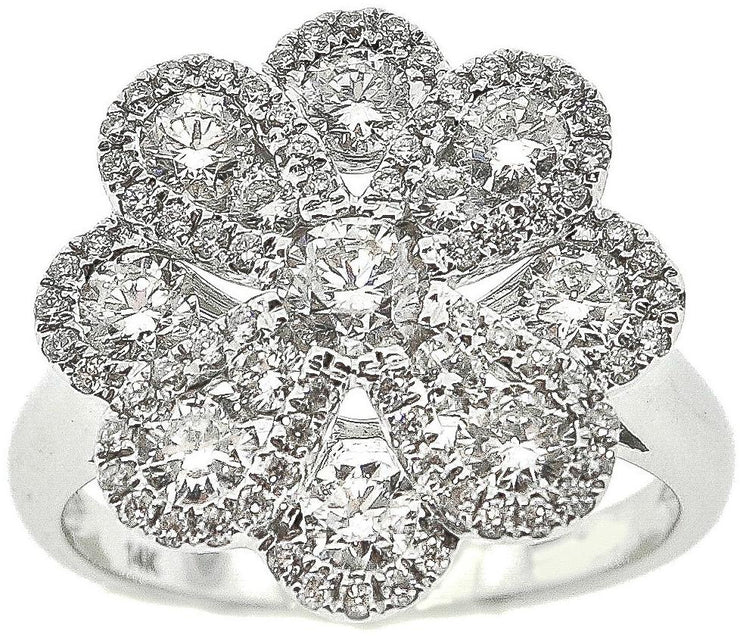 White Gold & Diamond Flower Design Cocktail Ring