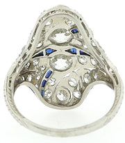 Antique Estate Art Deco 1920's Diamond & Sapphire Cocktail Ring