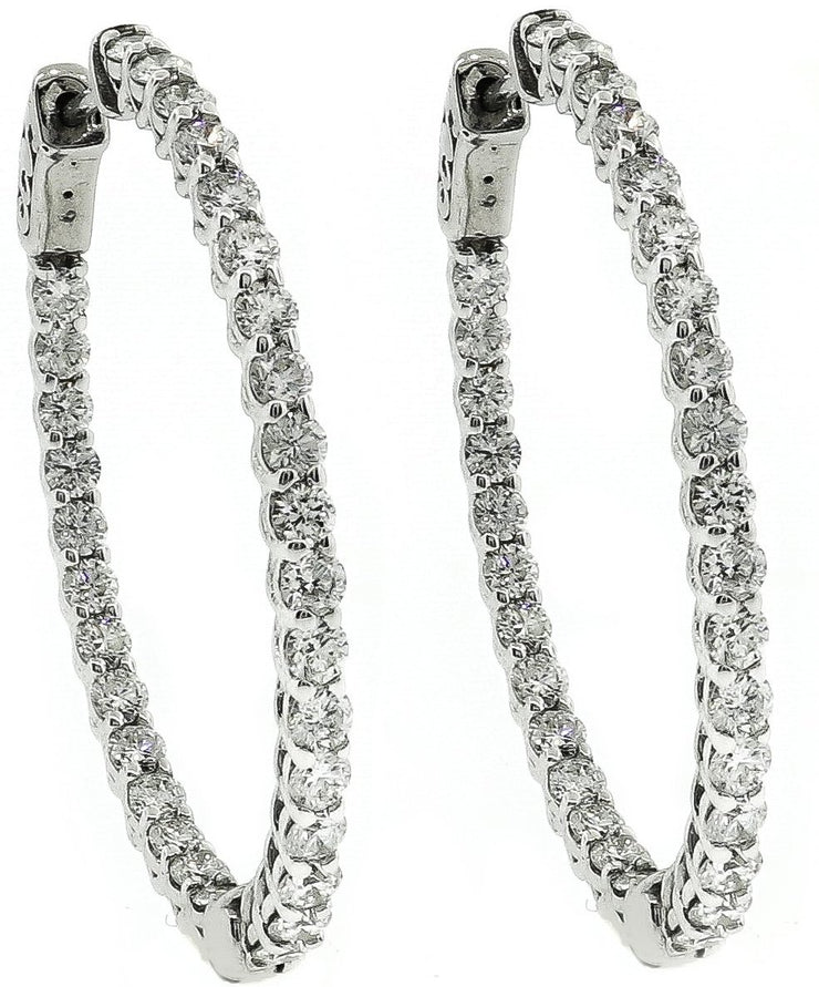 White Gold & Diamond Hoop Earrings