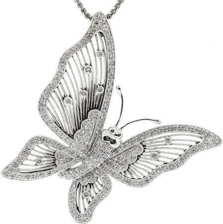 White Gold & Diamond Butterfly Pendant