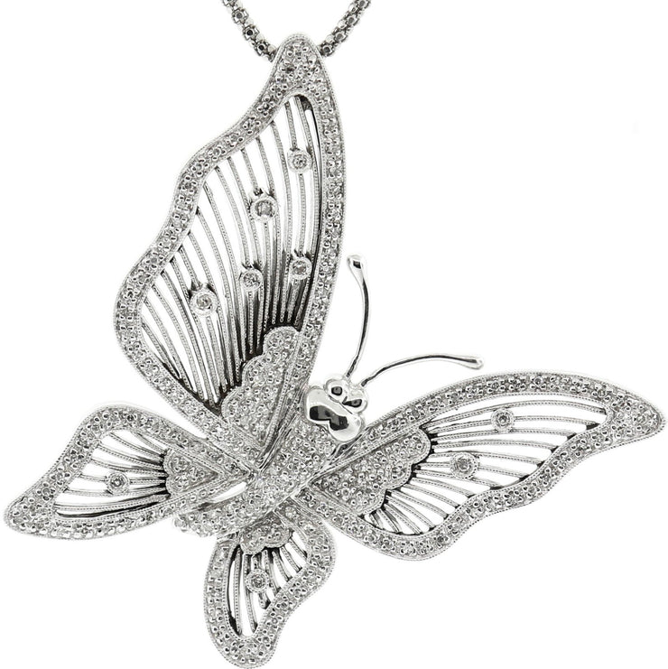 White Gold & Diamond Butterfly Pendant