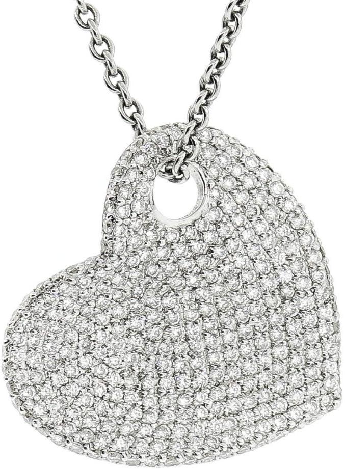 White Gold & Diamond Abstract Heart Shaped Pendant