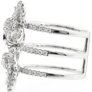 White Gold & Diamond Flower Style 3 Row Cocktail Ring