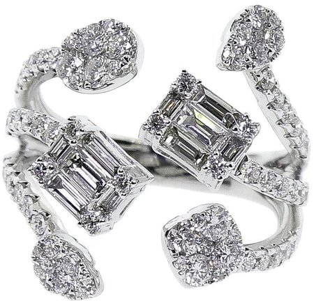 White Gold & Diamond Baguette Illusion Style Ring