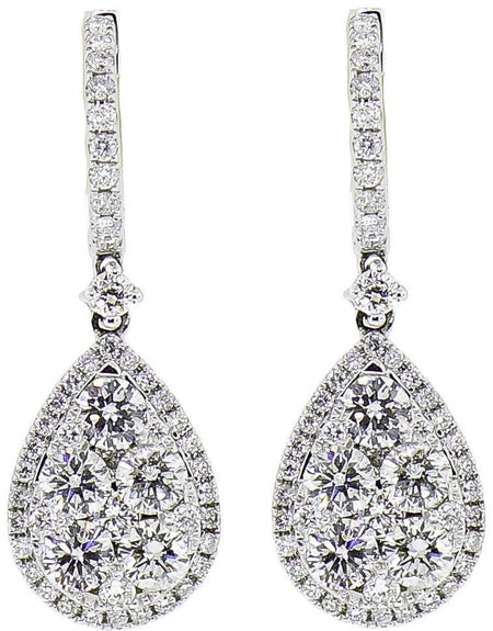 Tear Drop White Gold & Diamond Earrings