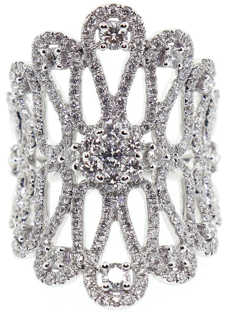 White Gold & Diamond Abstract Design Cocktail Ring