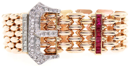 18k Rose Gold Belt Buckle Style Bracelet