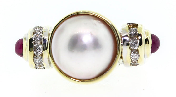 14k Pearl & Diamond Cocktail Ring
