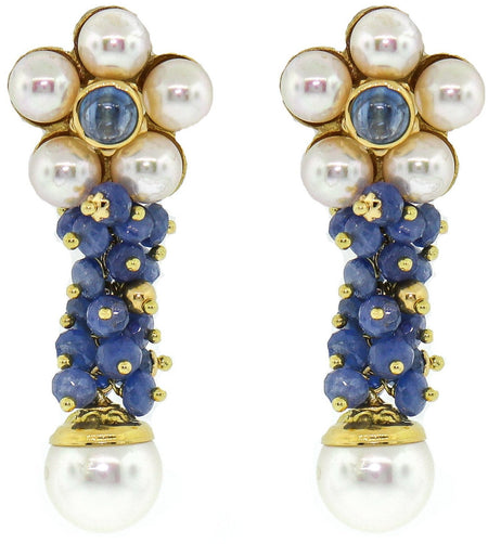Pearl & Sapphire Earrings