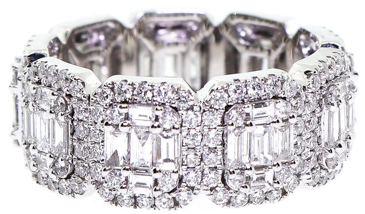 3.50ct 18K White Gold Round & Baguette Eternity Band