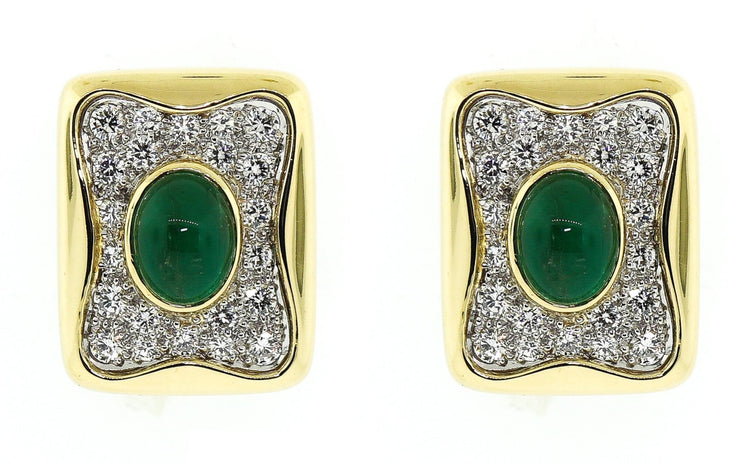 Diamond & Emerald French Clip Earrings