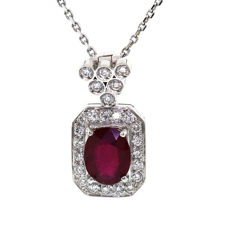 2.00ct Ruby 18k Gold & Diamond Pendant