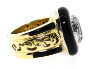 18k Gold Onyx Ring w .50ct Diamonds