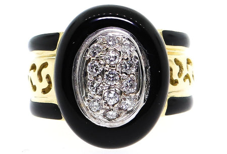 18k Gold Onyx Ring w .50ct Diamonds