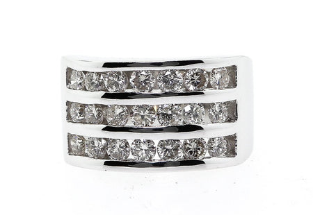 14k 2.00ct 3 Row Diamond Band