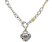 Judith Ripka Sterling Silver & 18k Gold Heart Necklace