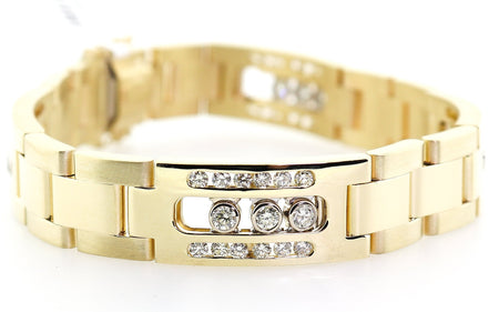 14k Yellow Gold Mens Bracelet With 3.50cts of Diamonds