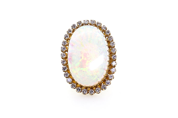 14k Yellow Gold Opal Ring With 1.50cts of Diamonds