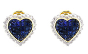 Sapphire & Diamond Heart Shaped 18k Gold Earrings