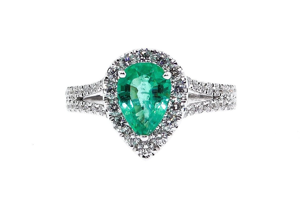 1.33Ct Emerald Pear Shaped Cocktail Ring – Mazal Diamonds