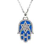 18k White Gold Hand of God .50ct With Blue Enamel