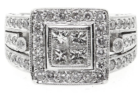 18k White Gold 1.00ct T.W. Illusion Center Cocktail Ring