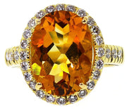 Italian 18k Yellow Gold Citrine ring with .75ct dimonds