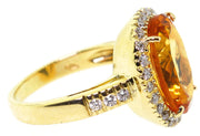 Italian 18k Yellow Gold Citrine ring with .75ct dimonds
