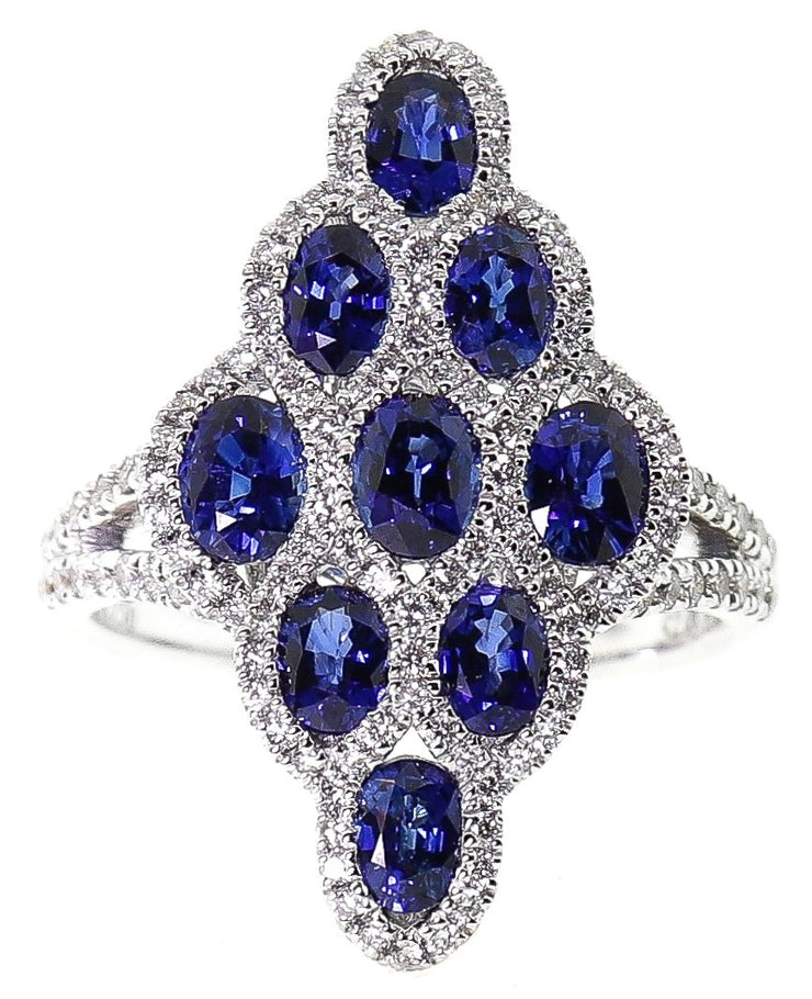 18k White Gold Sapphire & Diamond Cocktail Ring