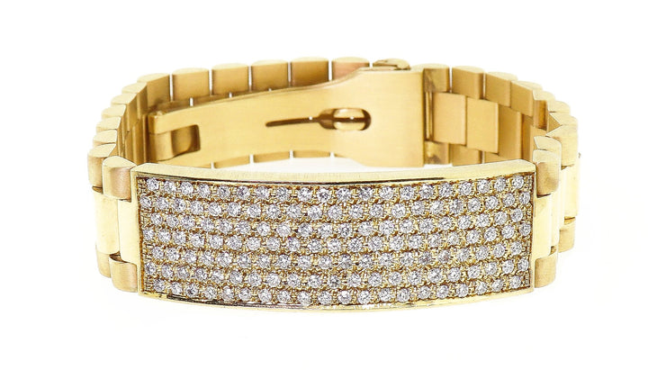 18k Yellow Gold Men's President Style Bracelet with 3.00ct of Diamonds