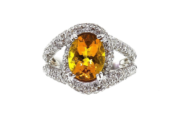 14k White Gold Citrine Ring With 1.85ct Diamonds
