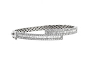 6.25ct 14k White Gold bangle with Round & Baguette Diamonds