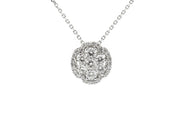 1.10ct 18k White Gold cluster design pendant with halo surrounding