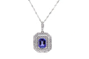 14k White Gold 1.60ct Sapphire pendant with 1.10ct of Diamonds