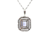 14k White Gold 1.60ct Sapphire pendant with 1.10ct of Diamonds