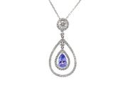 1.50ct Tanzanite pear shaped pendant with 1.40ct of Diamonds
