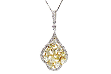 2.00ct 18k two tone white and yellow diamond pendant