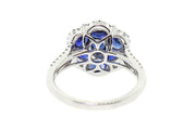 18k gold 2.06cts Sapphire and 0.50cts Diamond Flower design Cocktail Ring