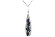 18k White Gold drop style pendant with 4.80cts Sapphire & 1.00cts of Diamonds