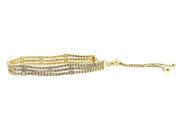 4.00ct 14k Yellow Gold 3 strand adjustable tennis style bracelet