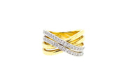 .70ct 18k two tone (white & yellow) crossover design cocktail ring