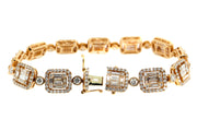 7.80ct 18k Rose Gold illusion set bracelet with baguette & round diamonds