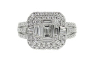18k 2.30ct White Gold illusion style cocktail ring