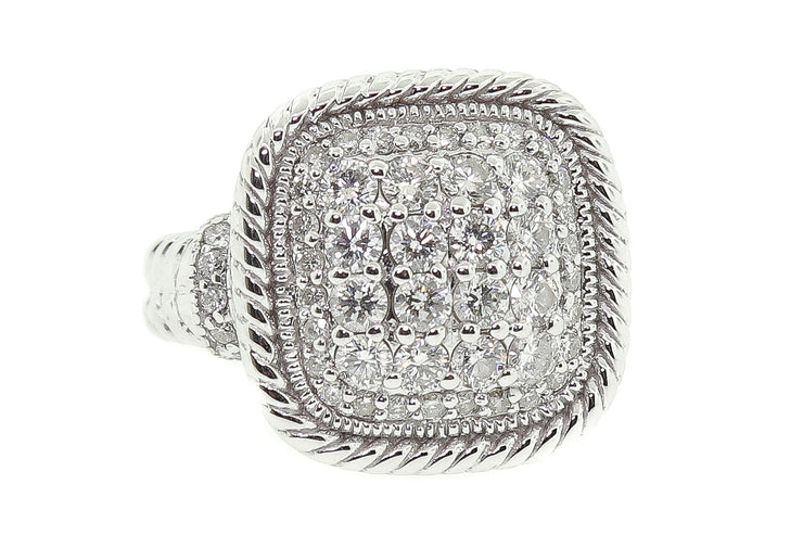 14k White Gold 1.75ct pave style cocktail ring