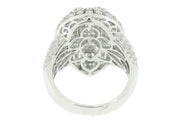 18k White Gold 3.00ct cluster design center,pear shaped cocktail ring